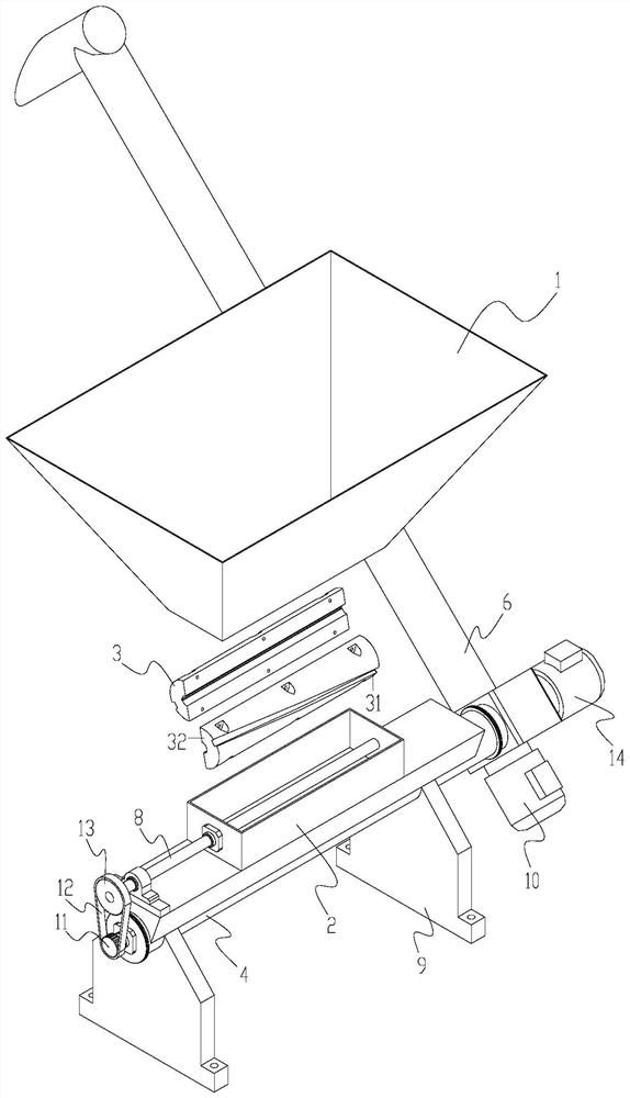 Tobacco crushed material blending device