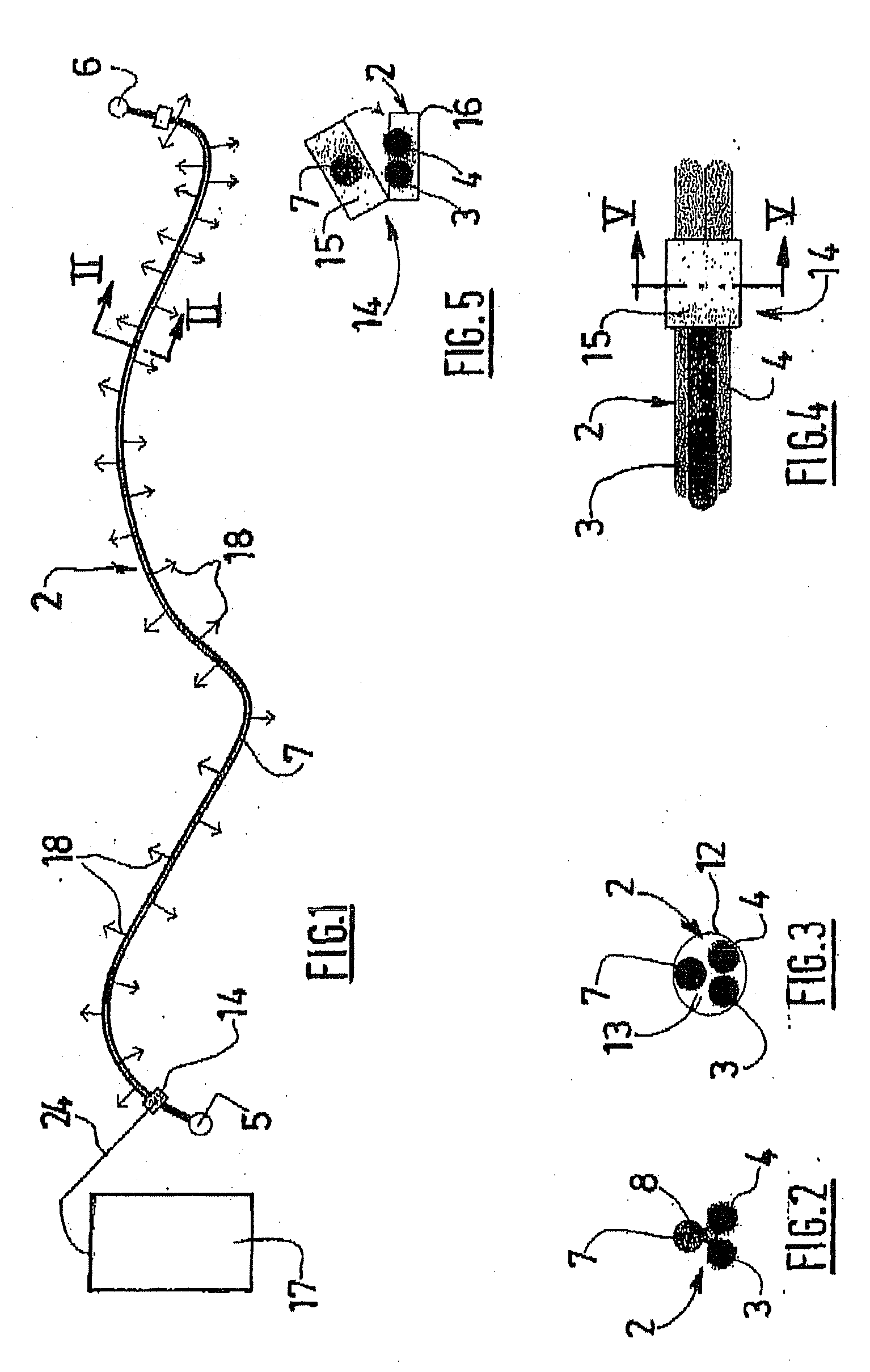 Identification device for visually identifying cables or ducts over their entire length