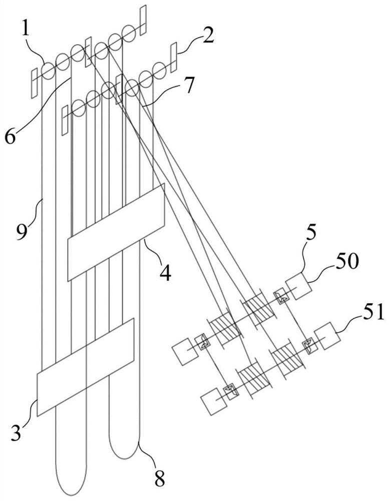 Multi-rope lifting system for ultra-deep vertical shaft and guiding method of multi-rope lifting system