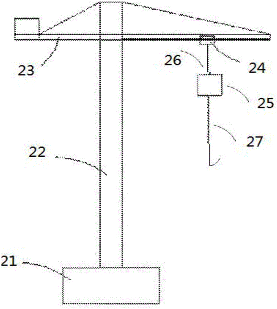 Double-hanging rope section building construction tower crane utilizing GNSS technology