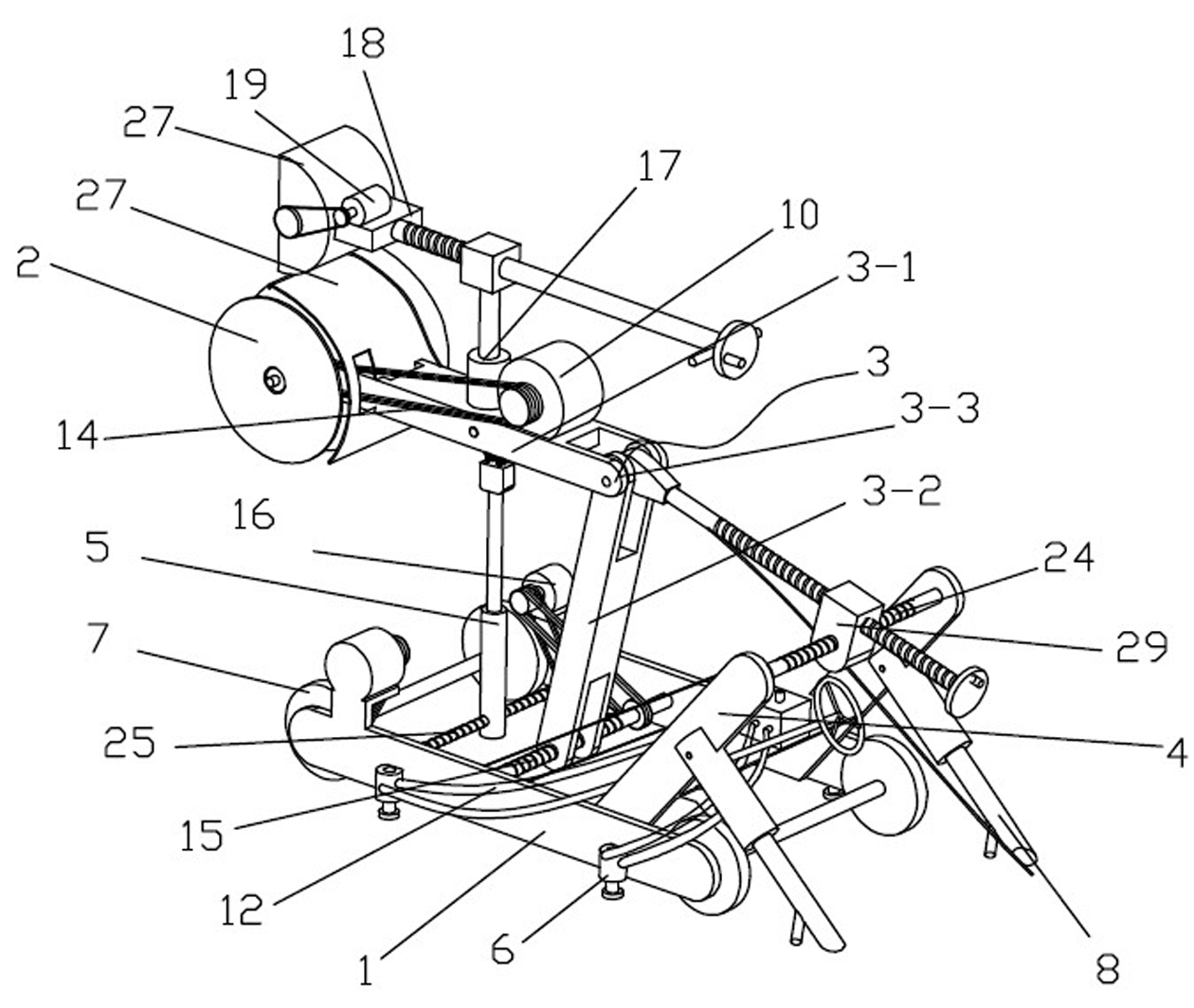 Saw blade type cave development machine