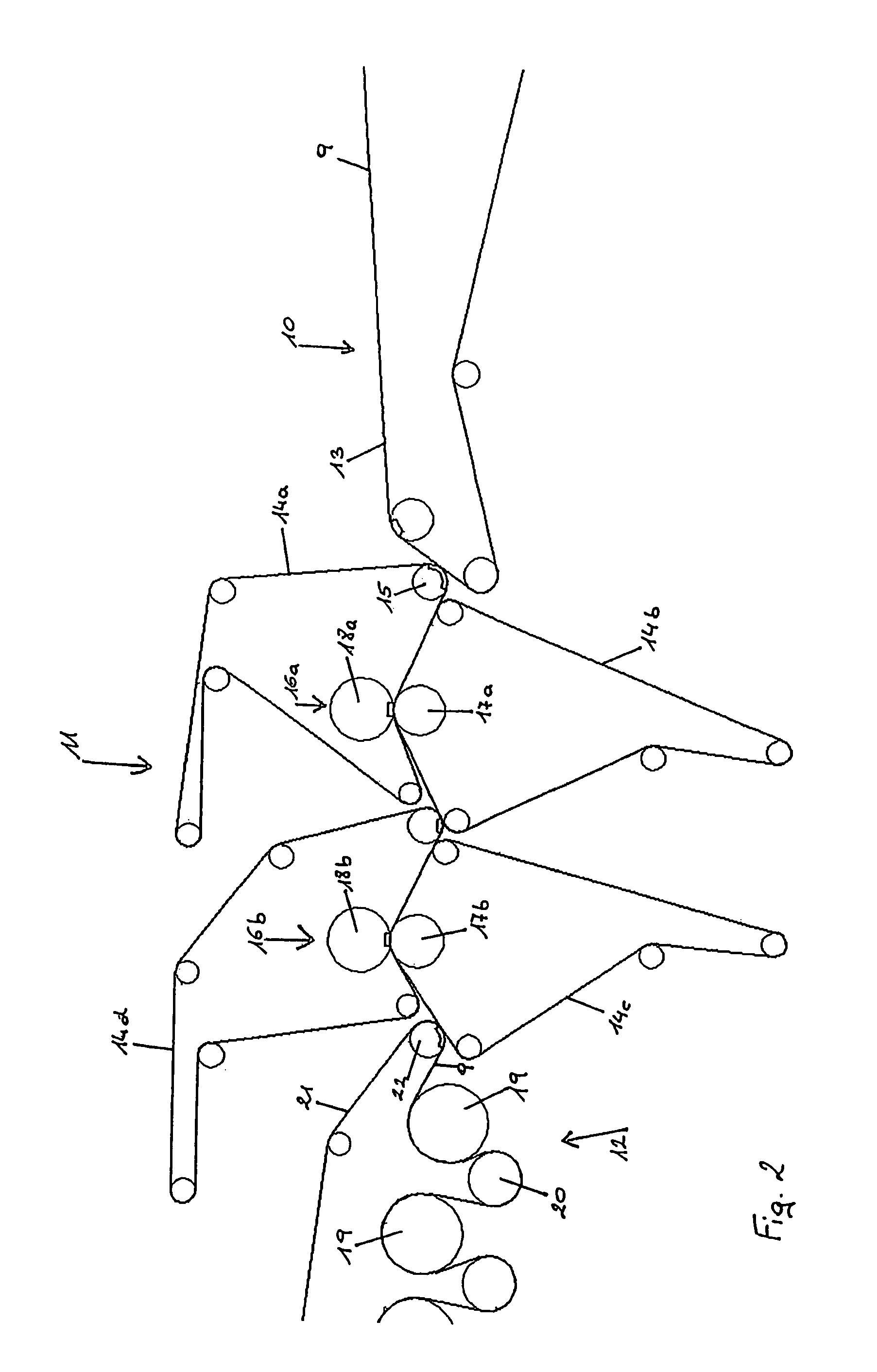 Device for treating a pulp web in an extended nip pressing unit