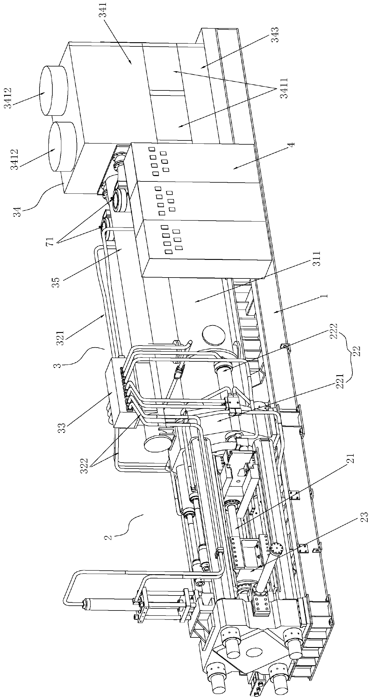 Compact closed type pressurized hydraulic system profile extruding machine