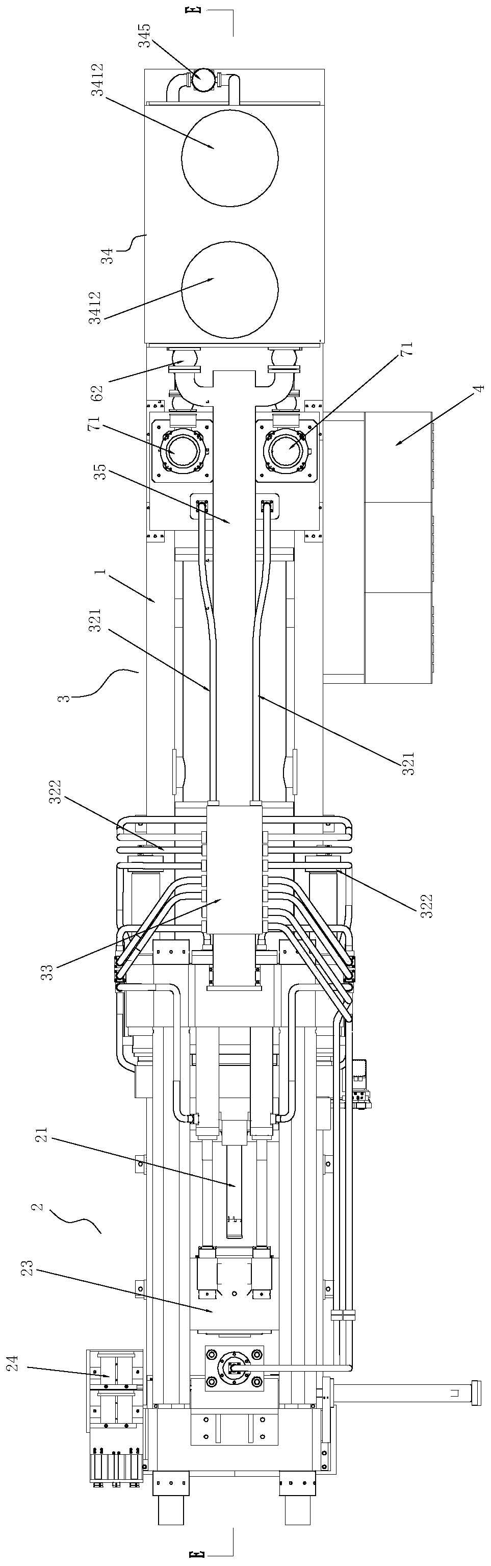 Compact closed type pressurized hydraulic system profile extruding machine