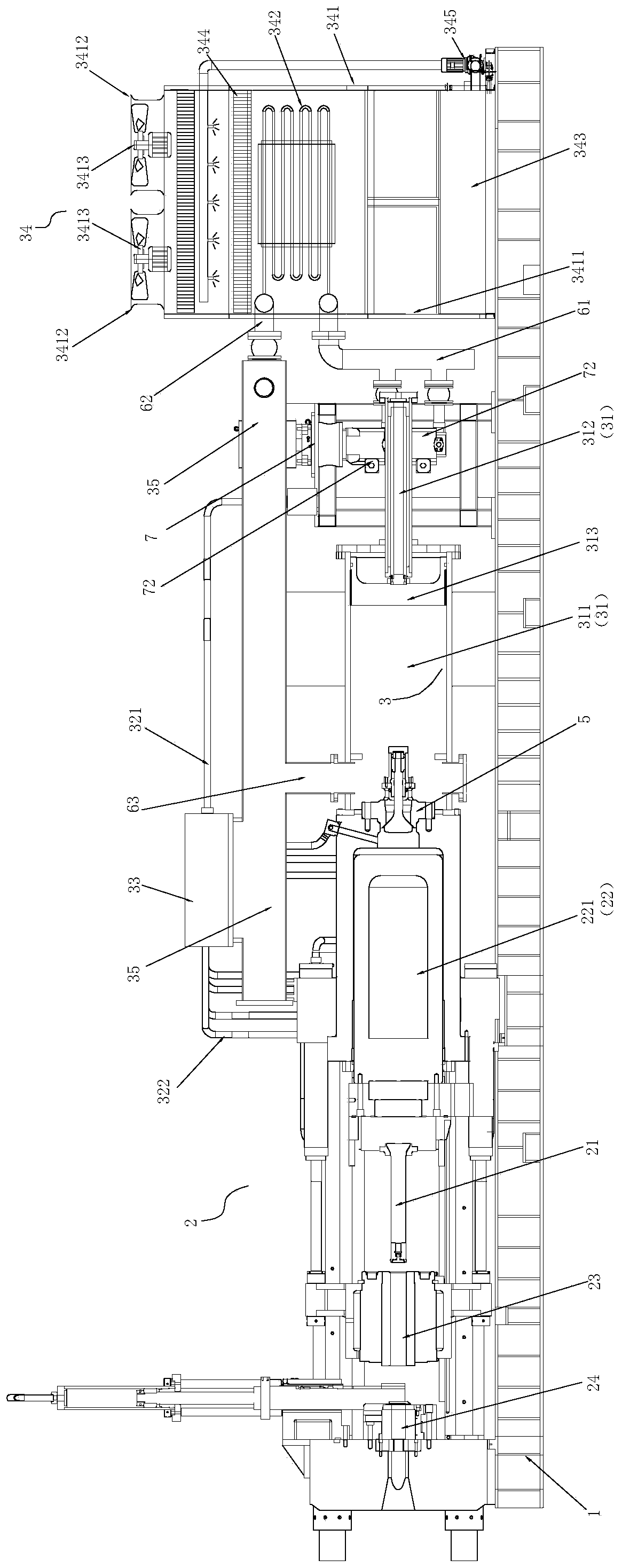 Compact closed type pressurized hydraulic system profile extruding machine