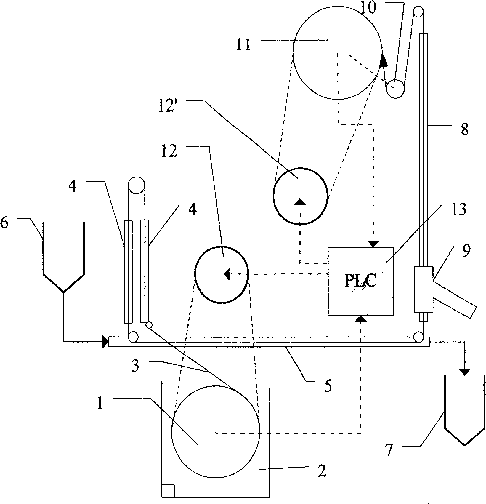 Hollow fiber composite membrane applicator, method for producing said hollow fiber composite membrane