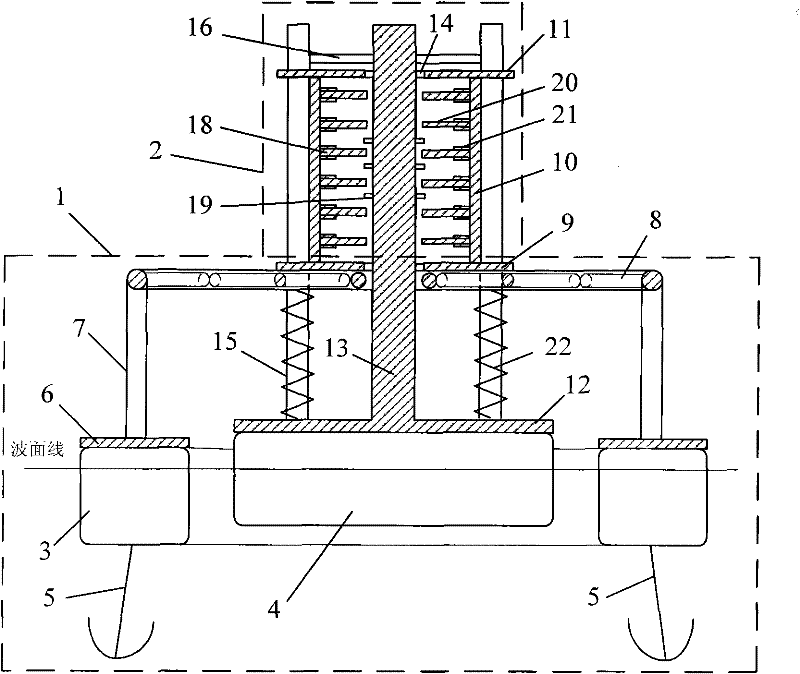 Wave power piezoelectric generating device