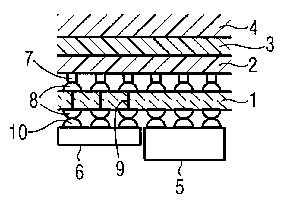 Image detector for x-ray devices with rear-contact organic image sensors