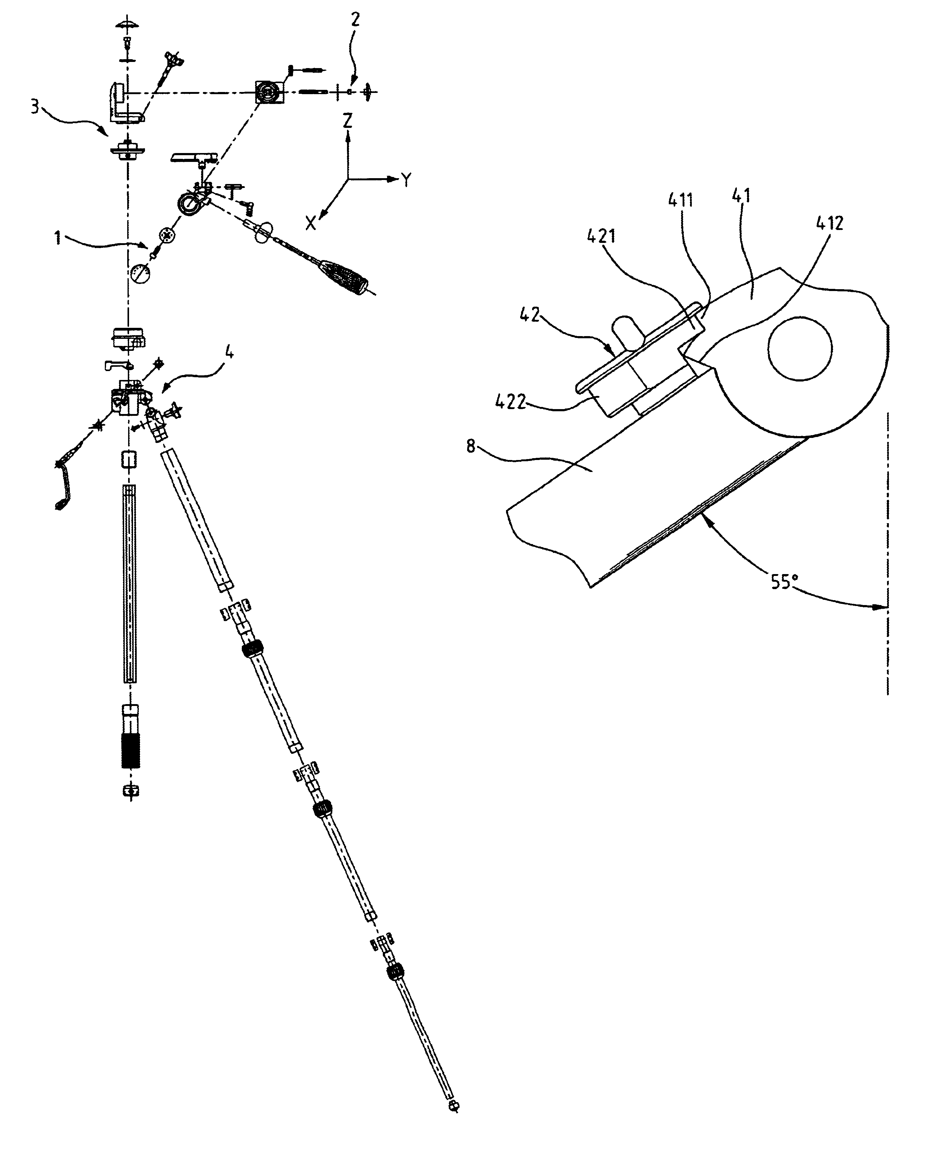 Universal adjusting mechanism for tripods