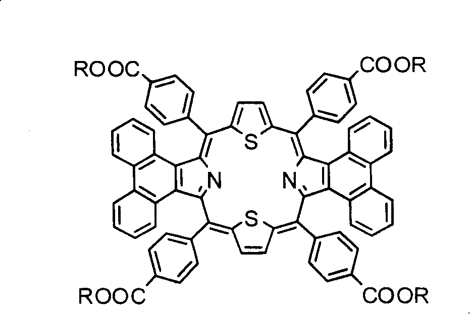 Method for synthesizing visible/near infrared porphyrin used for dyestuff sensitization solar energy battery and application thereof