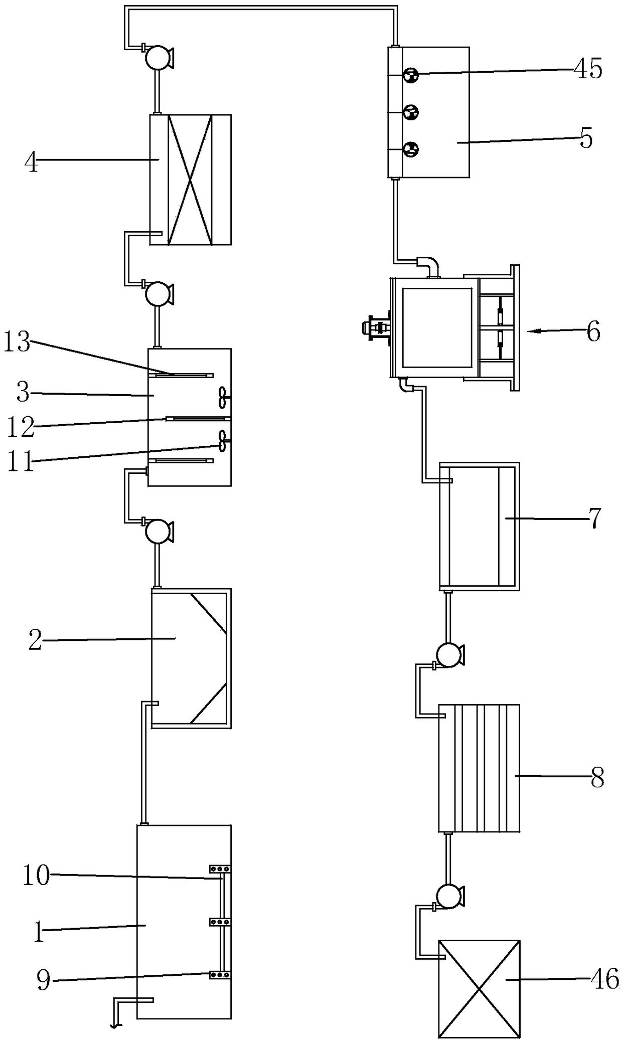 Treatment system and method for municipal wastewater