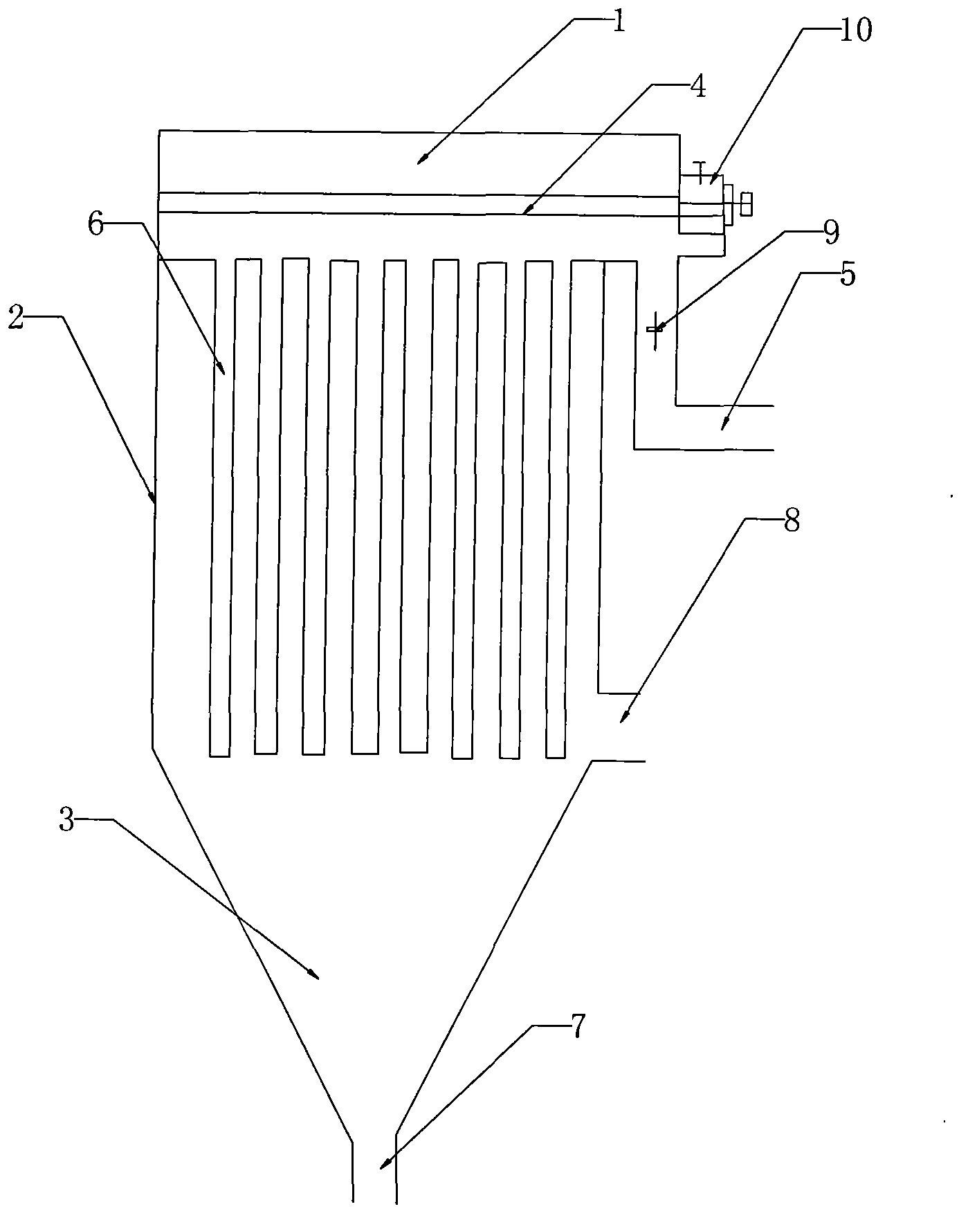 Combined type flat cloth bag pulse dust collector