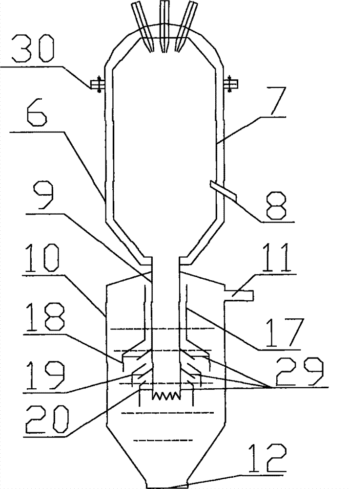 Coal gasification device and process capable of combusting organic effluent sewage