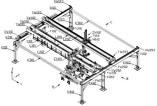 Overloaded manipulator of ten-shaft double-gantry