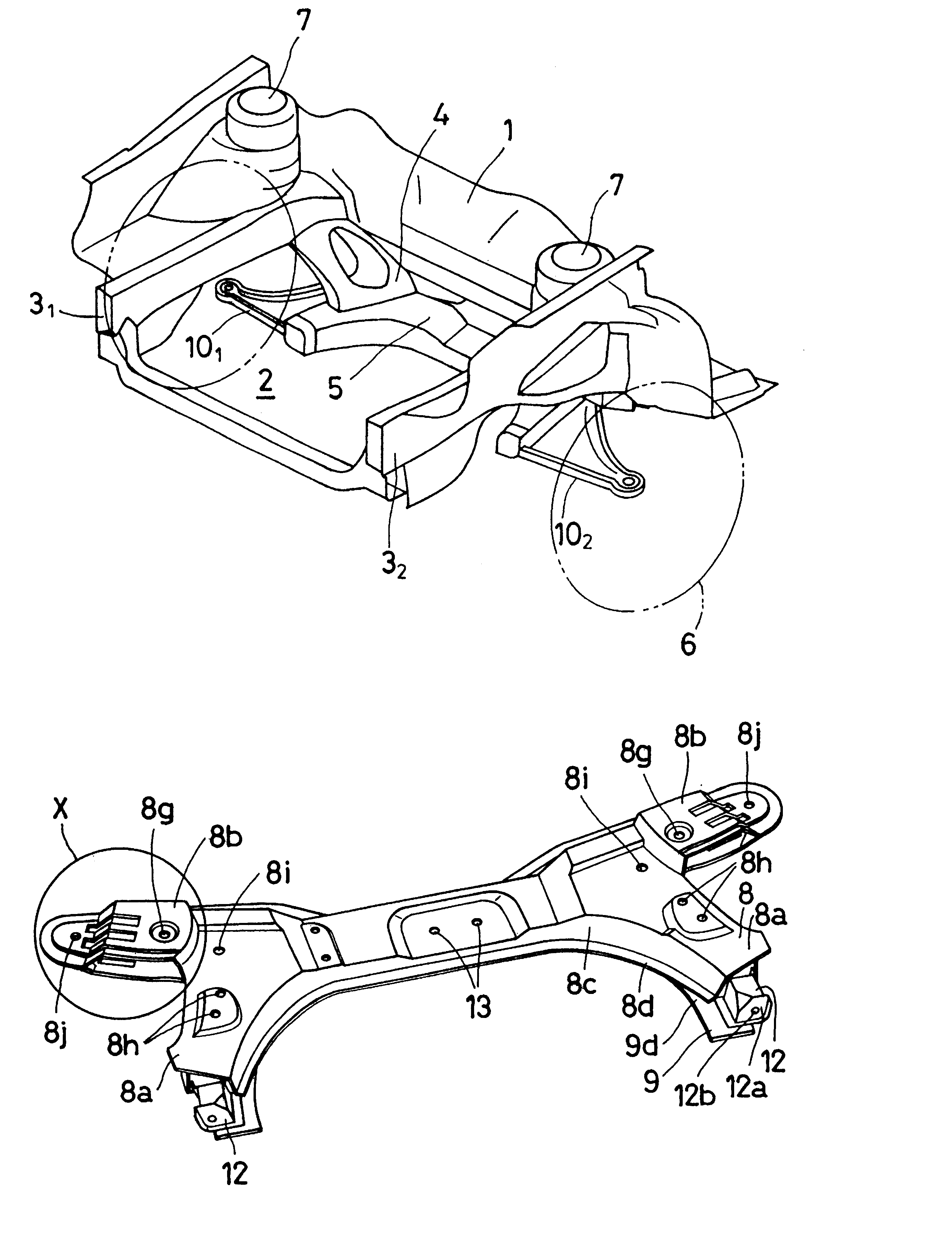 Suspension frame construction