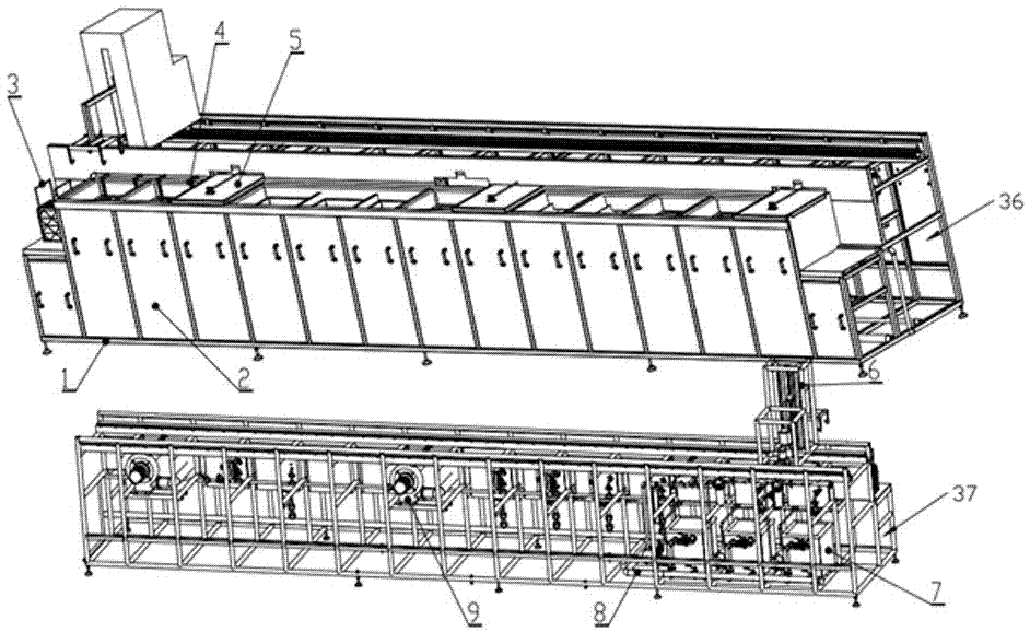 Full-automatic 13-tank glass cleaning and immersion plating production line