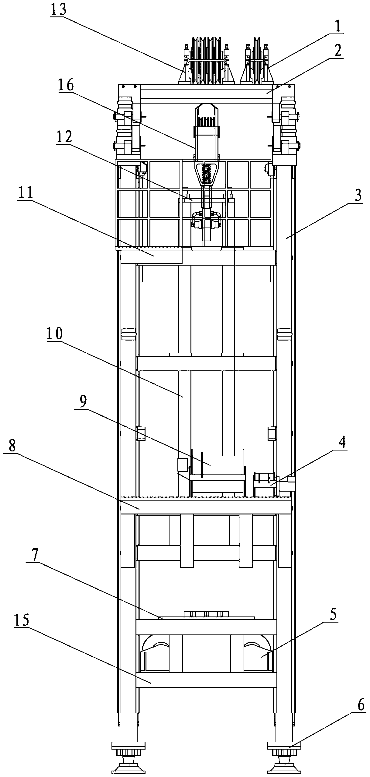 Gantry derrick allowing operation under pressure