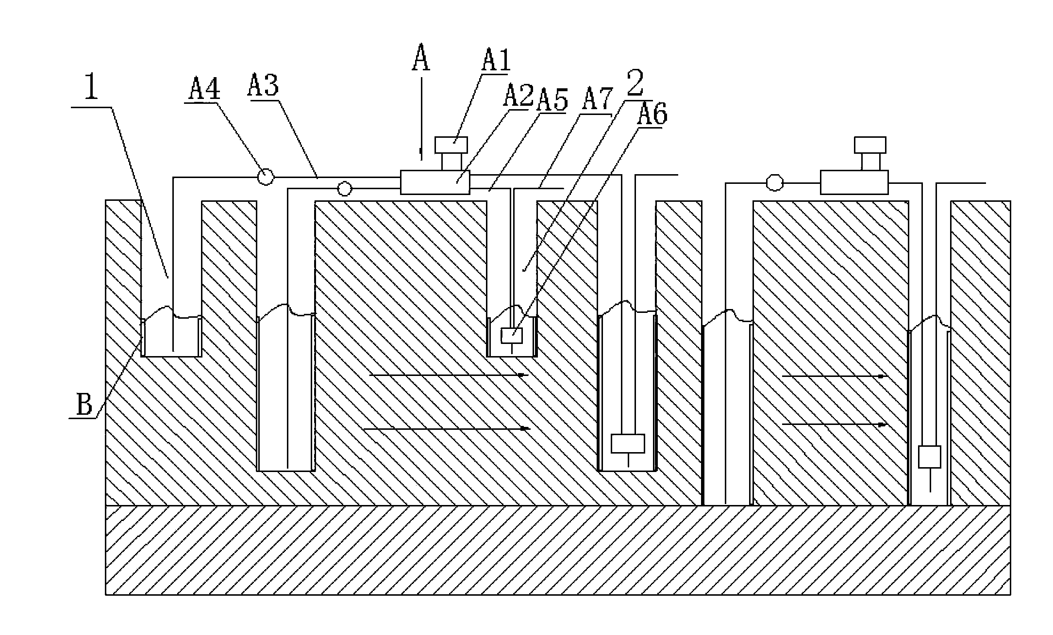 Device for remediating rocks environmental pollution by nanotechnology and application thereof