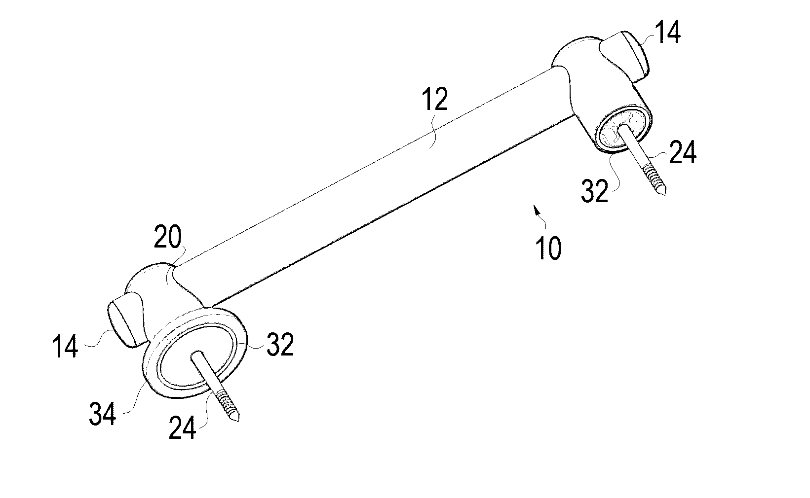 Universal grab bar with one piece molded mount and integrated accessories