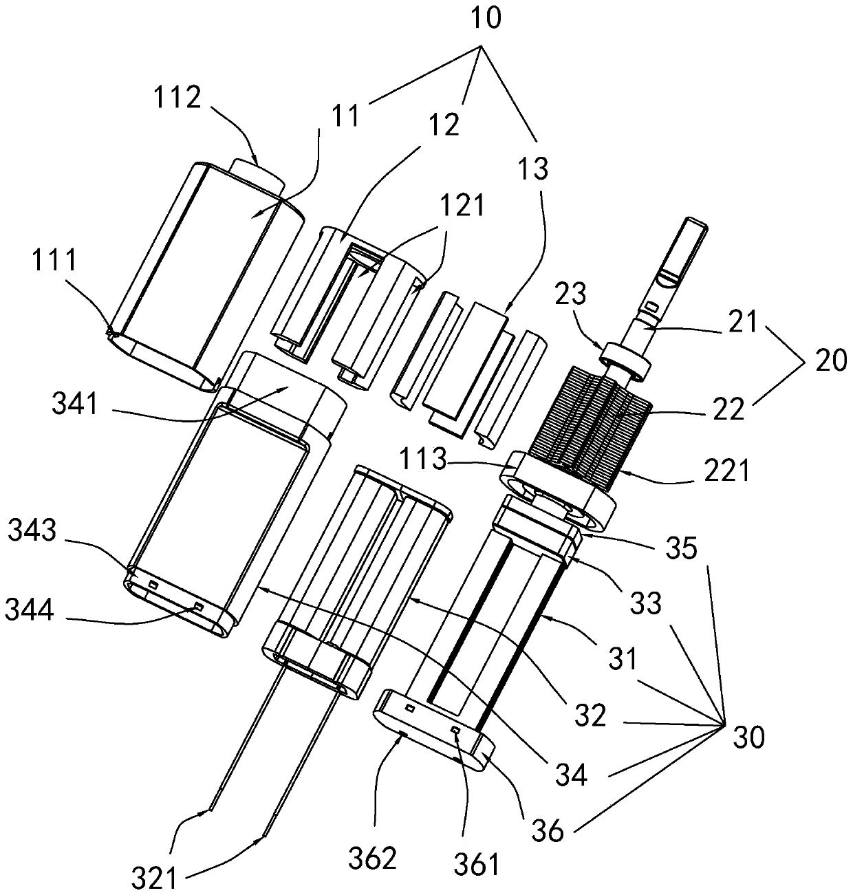 Brushless alternating current reciprocating rotation motor