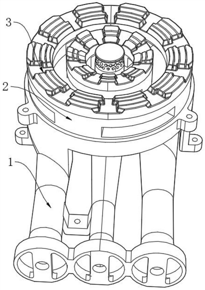 Three-cavity combustor capable of realizing stepped rotary fire