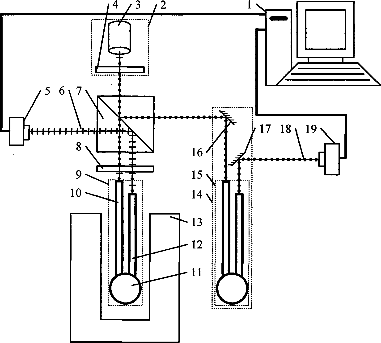 Temperature self-compensation double-optical-fiber coupling ball microscale sensor based on polarization state detection