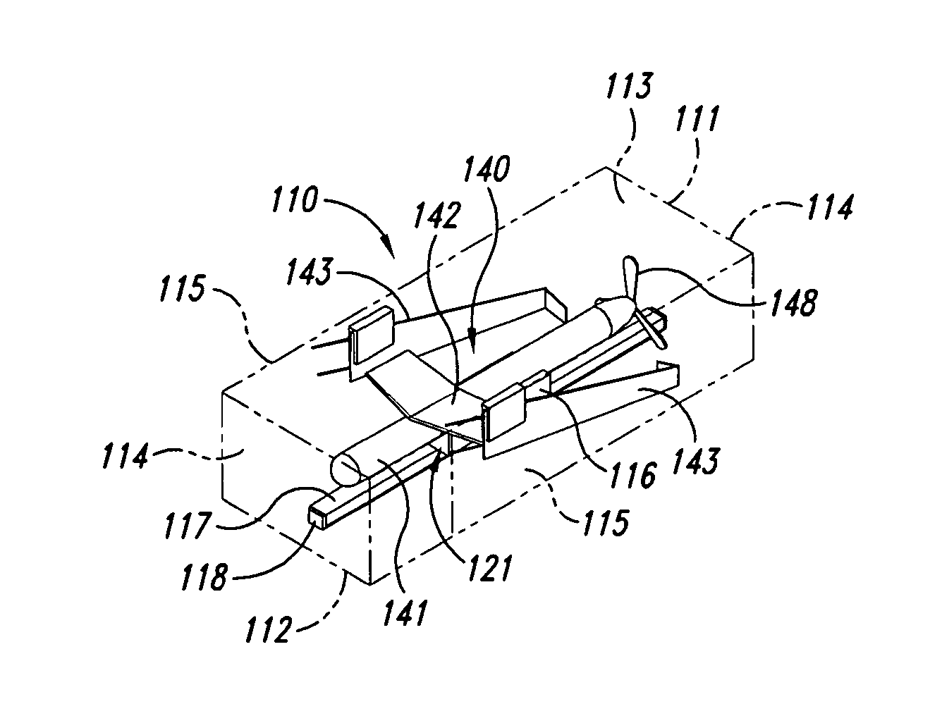 Methods and apparatuses for launching, capturing, and storing unmanned aircraft, including a container having a guide structure for aircraft components