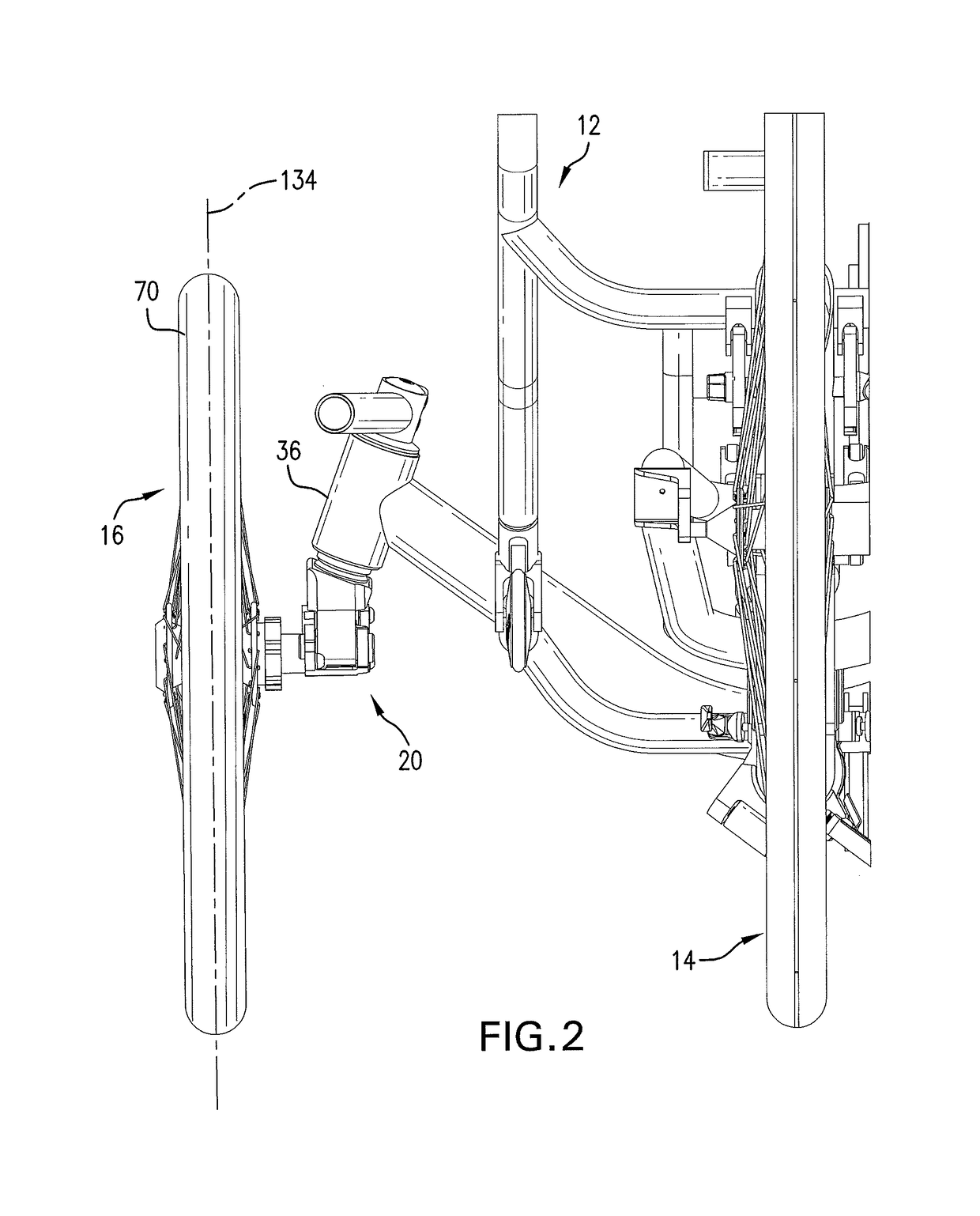 Suspended spindle assembly for recumbent tricyles