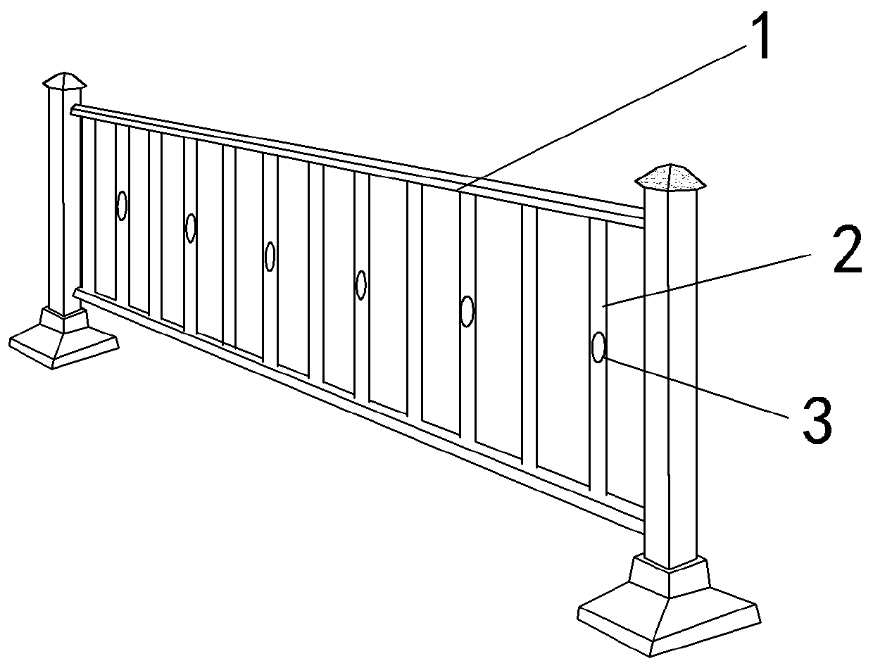 Pedestrian guardrail with lamp