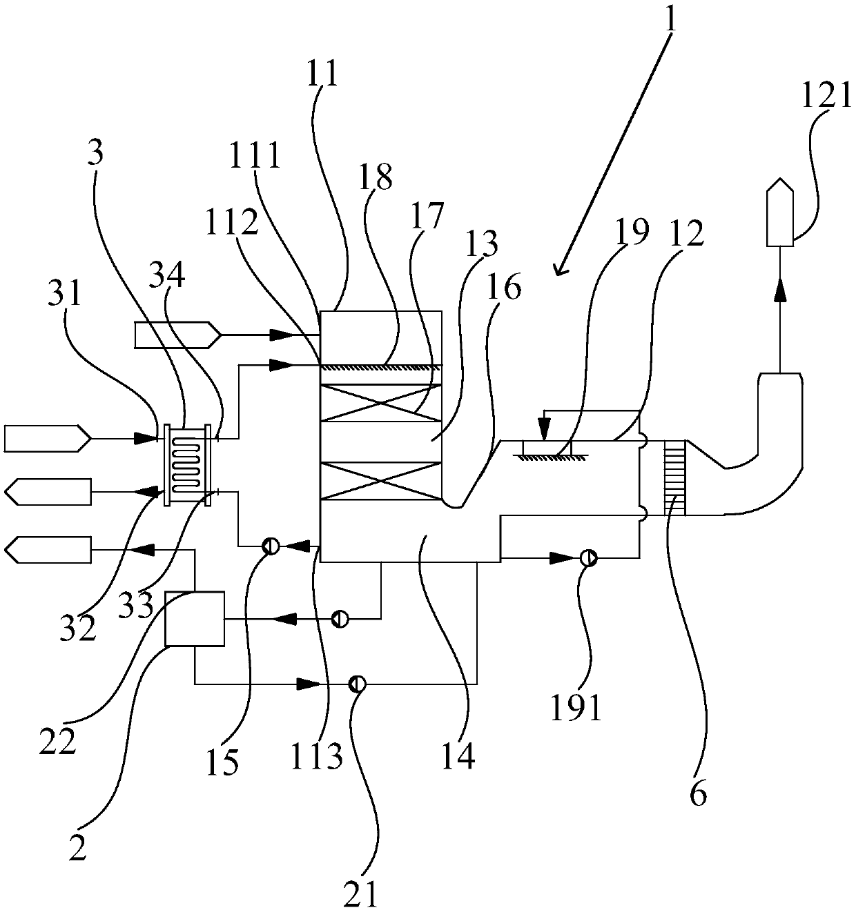 Flue gas plume removing system and plume removing method thereof