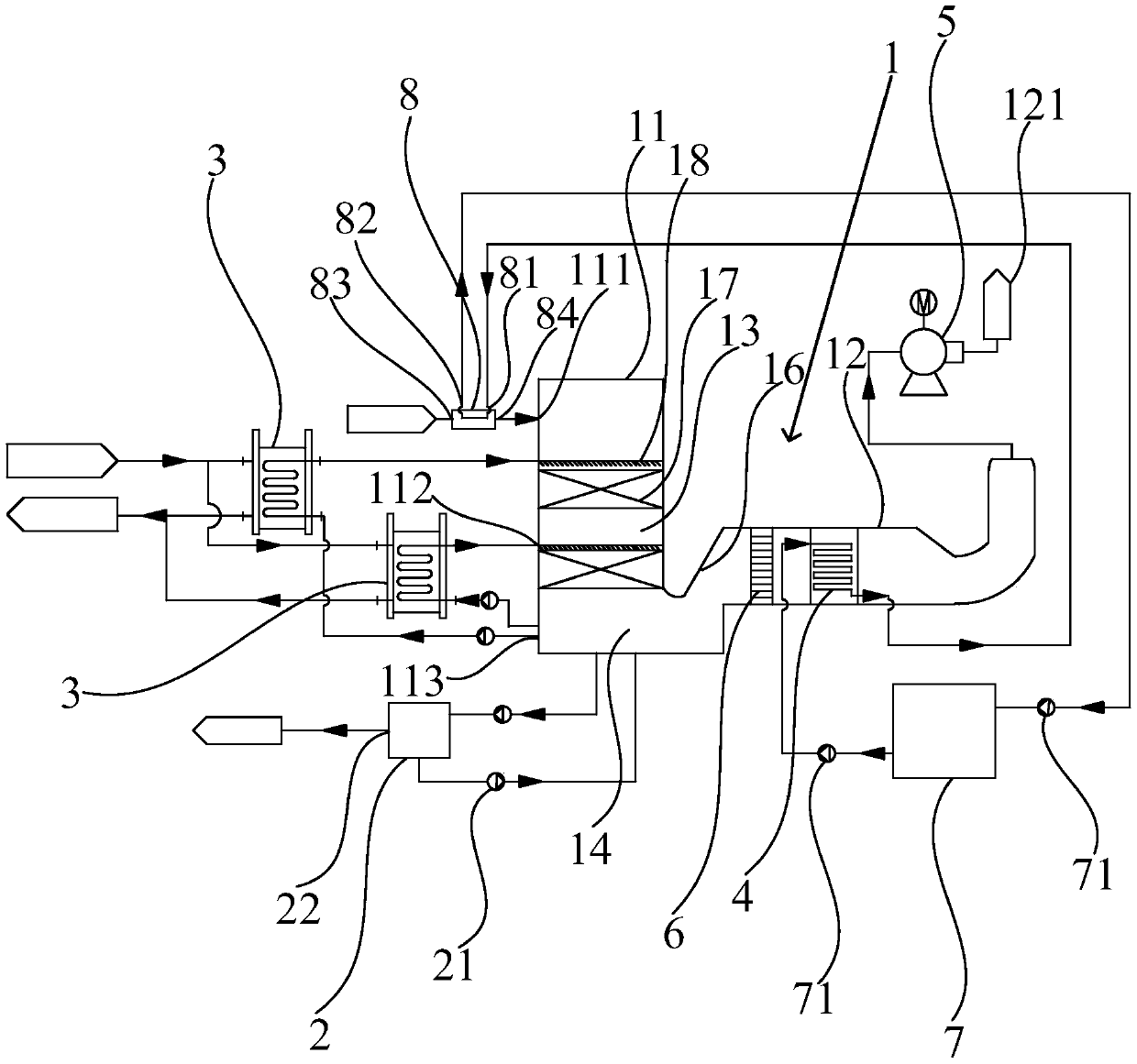 Flue gas plume removing system and plume removing method thereof