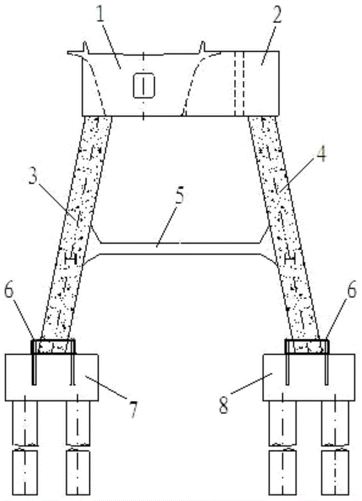 Double-row four-slanting-leg steel-structure gate-type pier