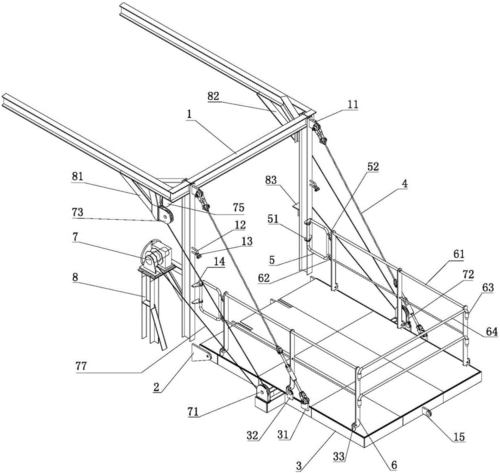 Retractable type movable hoisting platform and ship comprising same