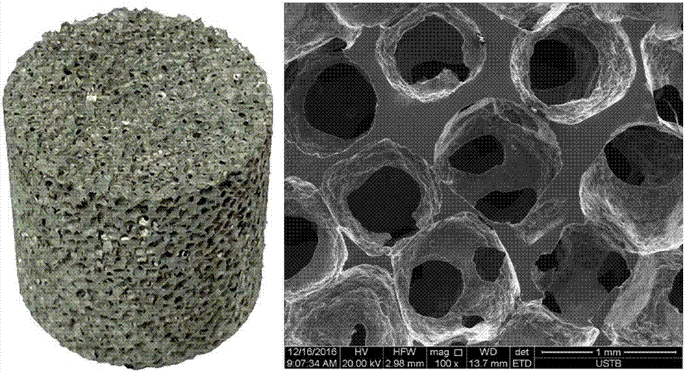 Method and device for preparing porous foam metal through super-gravity seepage