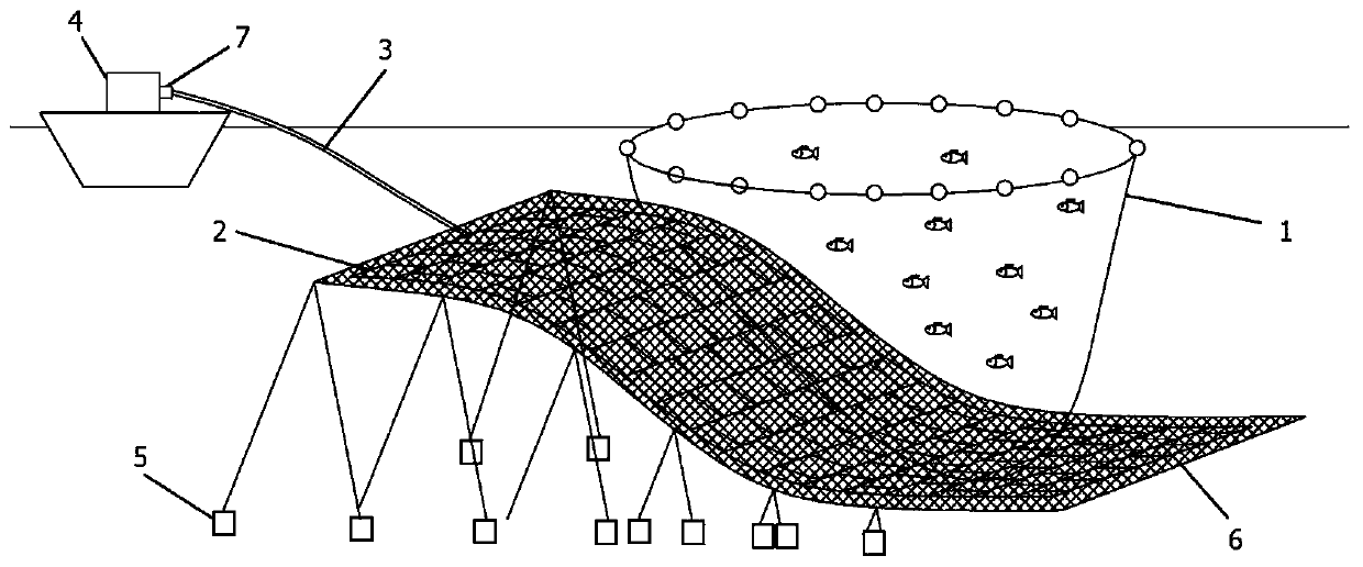 Fixed net fish taking device with floatable flexible net-shaped structure and using method