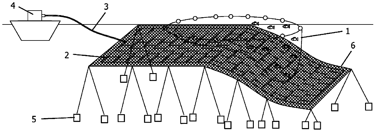 Fixed net fish taking device with floatable flexible net-shaped structure and using method