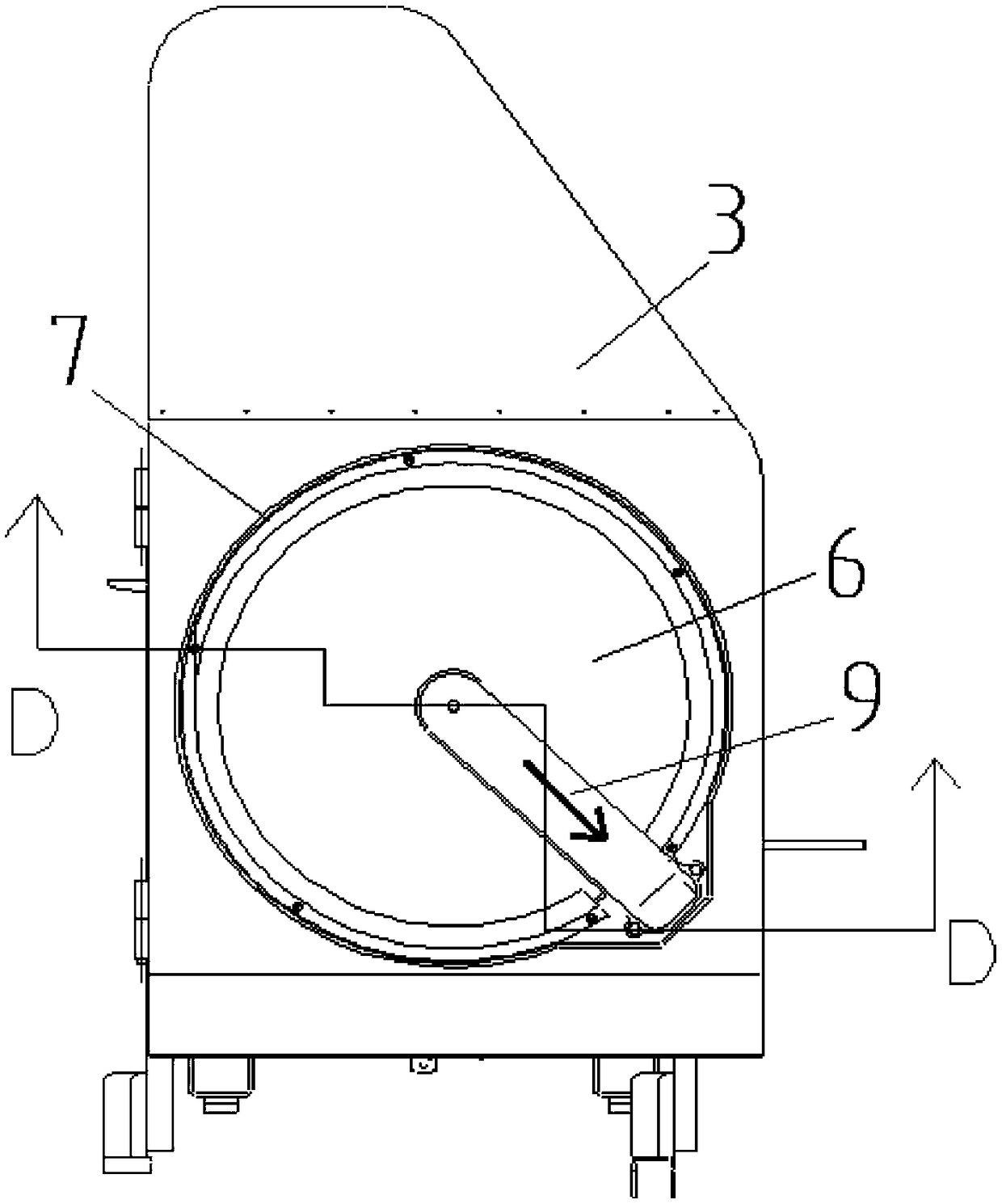 A rotating water tank cover dust removal structure and harvester