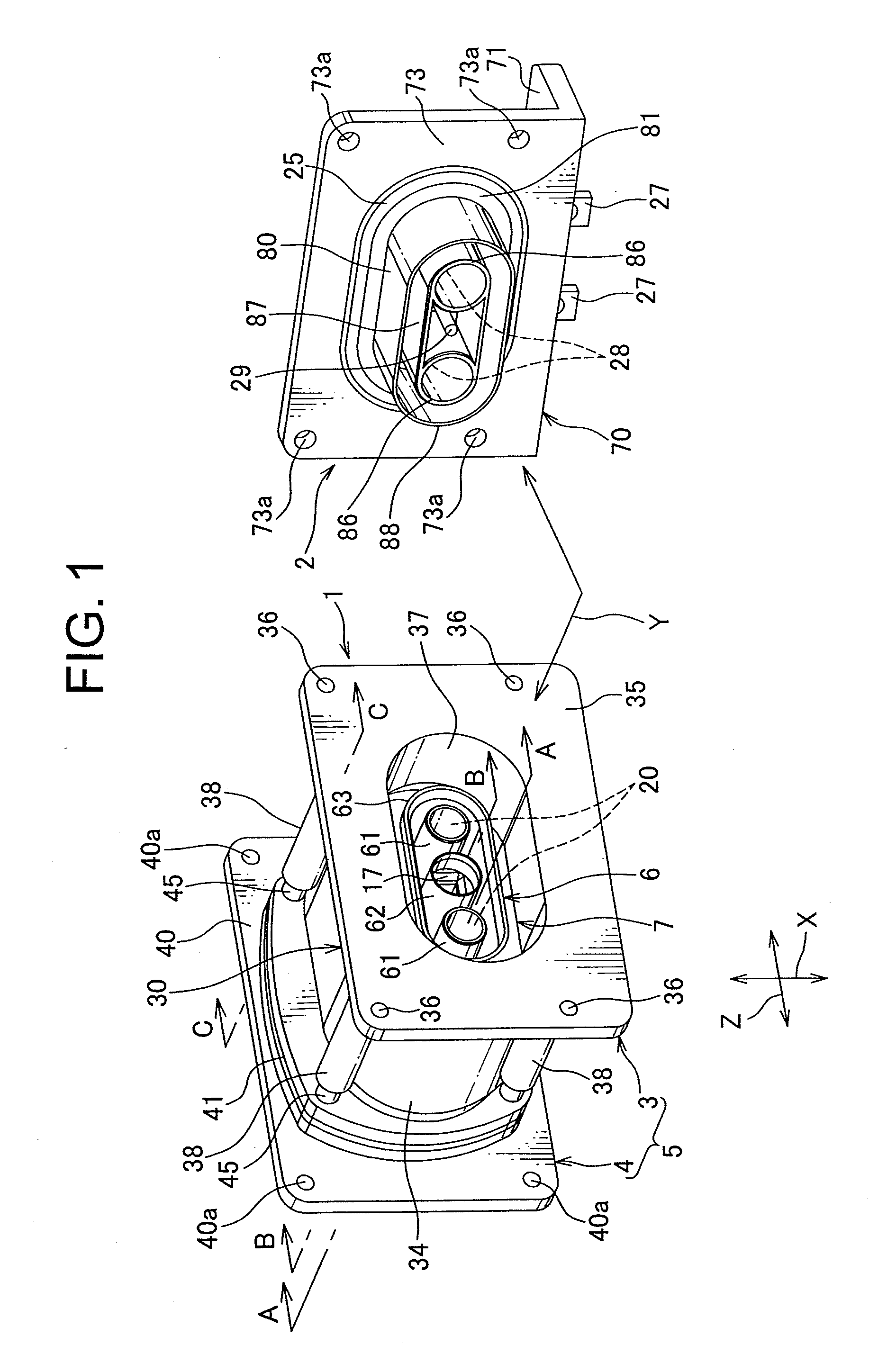 Floating connector with flexible conductive member