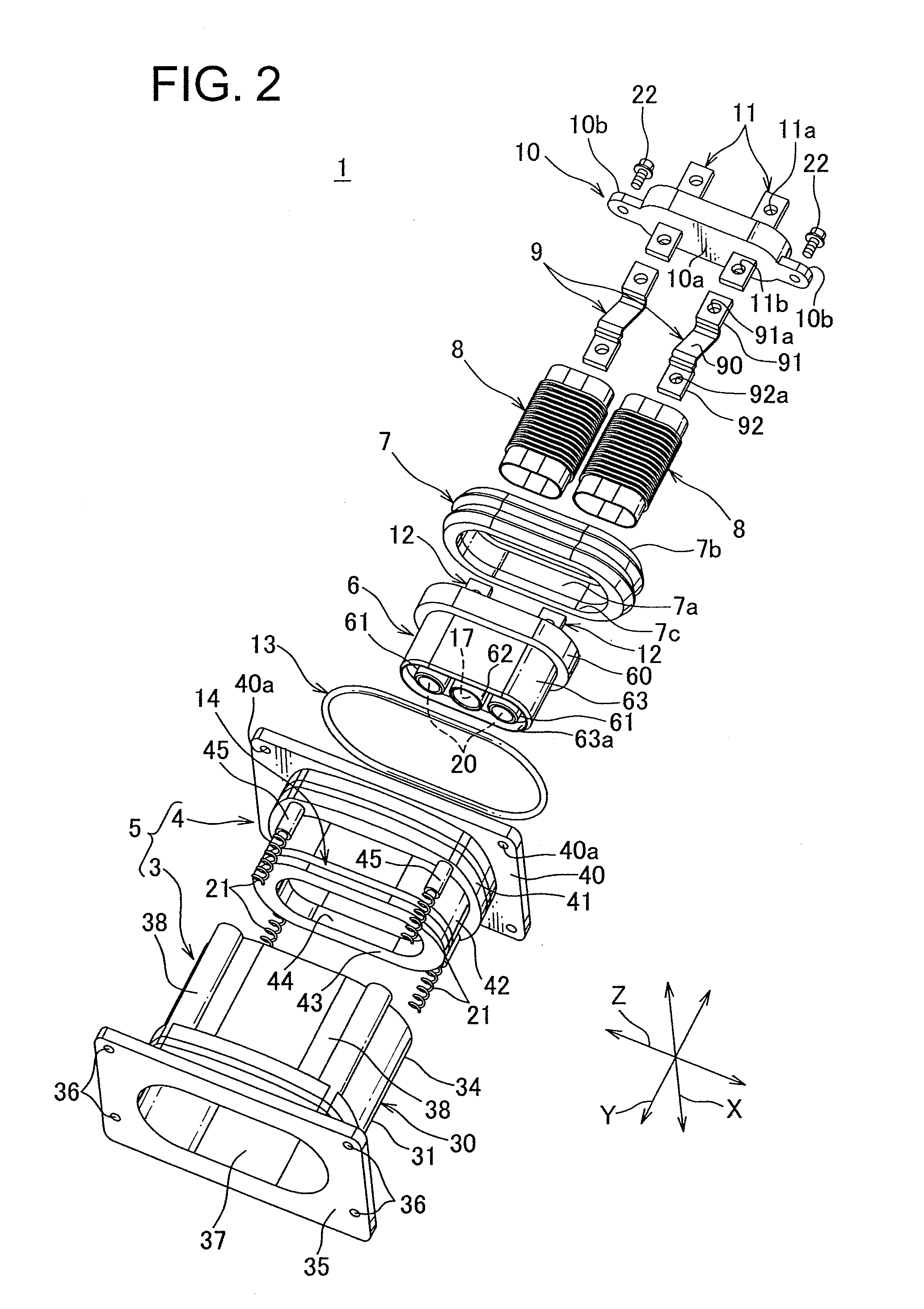 Floating connector with flexible conductive member