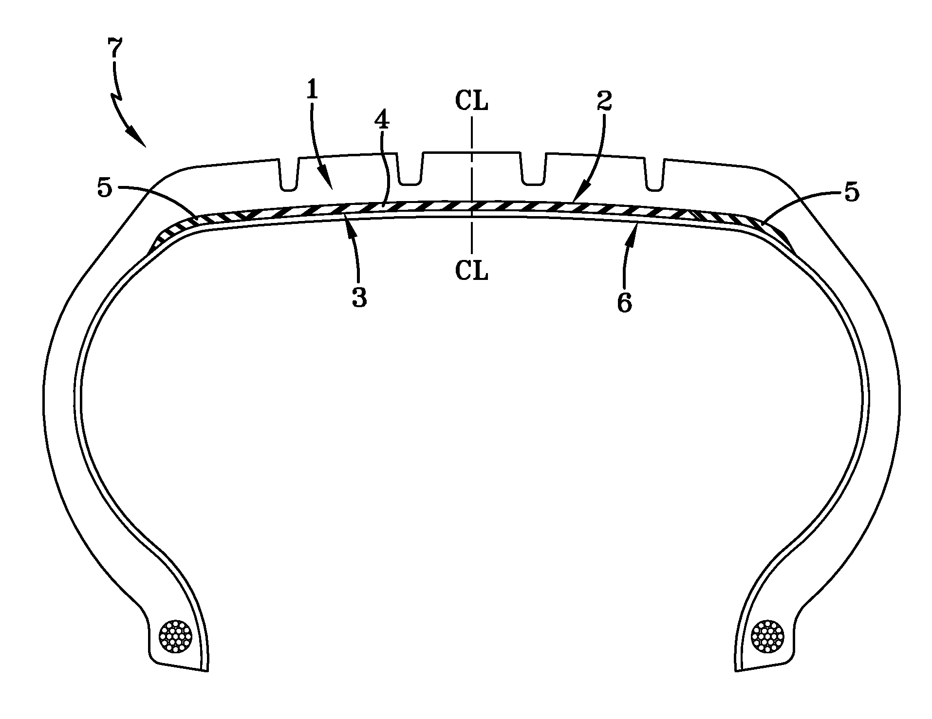 Tire with zoned built-in sealant layer