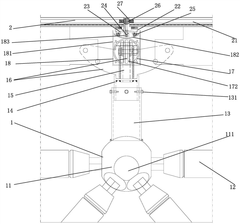 Free-form surface glass curtain wall system with multiple rods converged in space