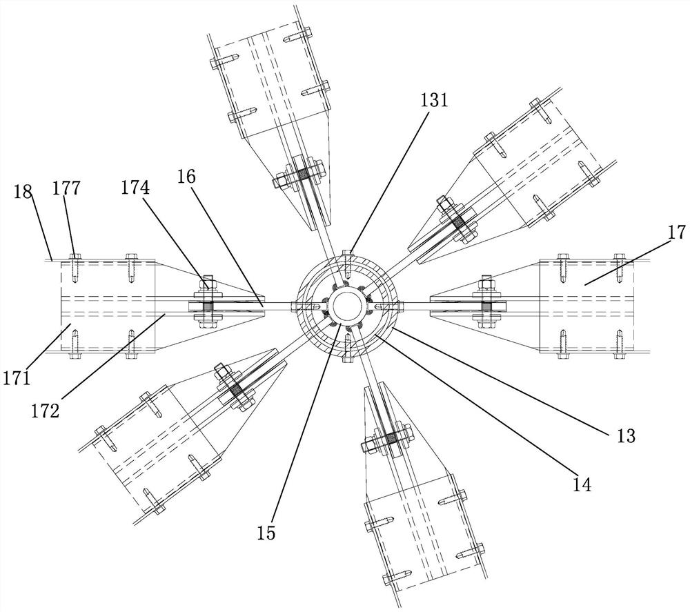 Free-form surface glass curtain wall system with multiple rods converged in space