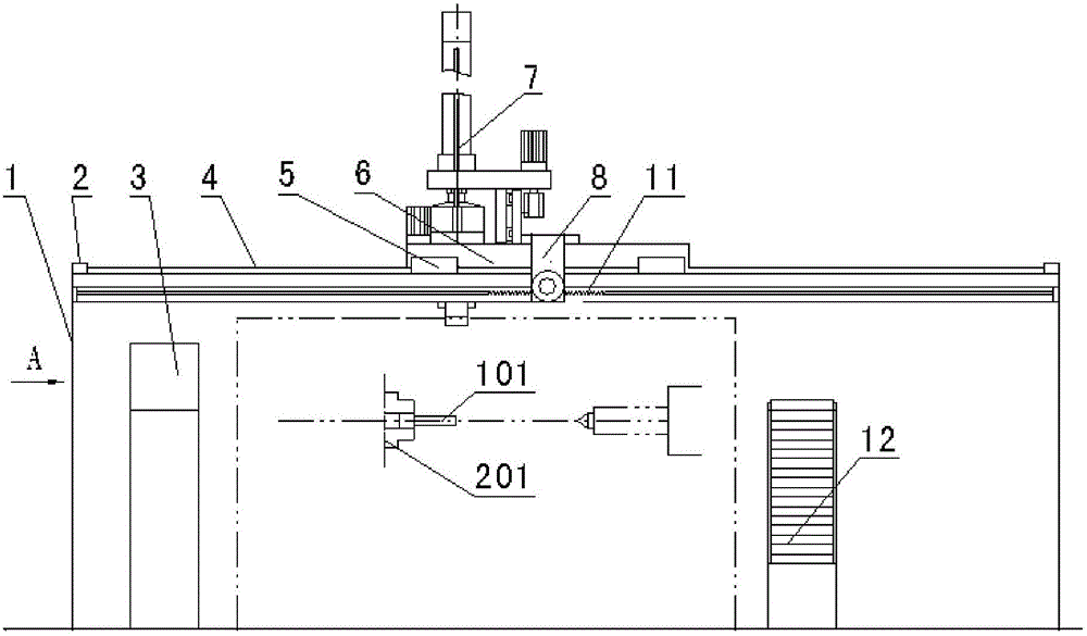 Loading and unloading device for shaft processing of numerical control lathe