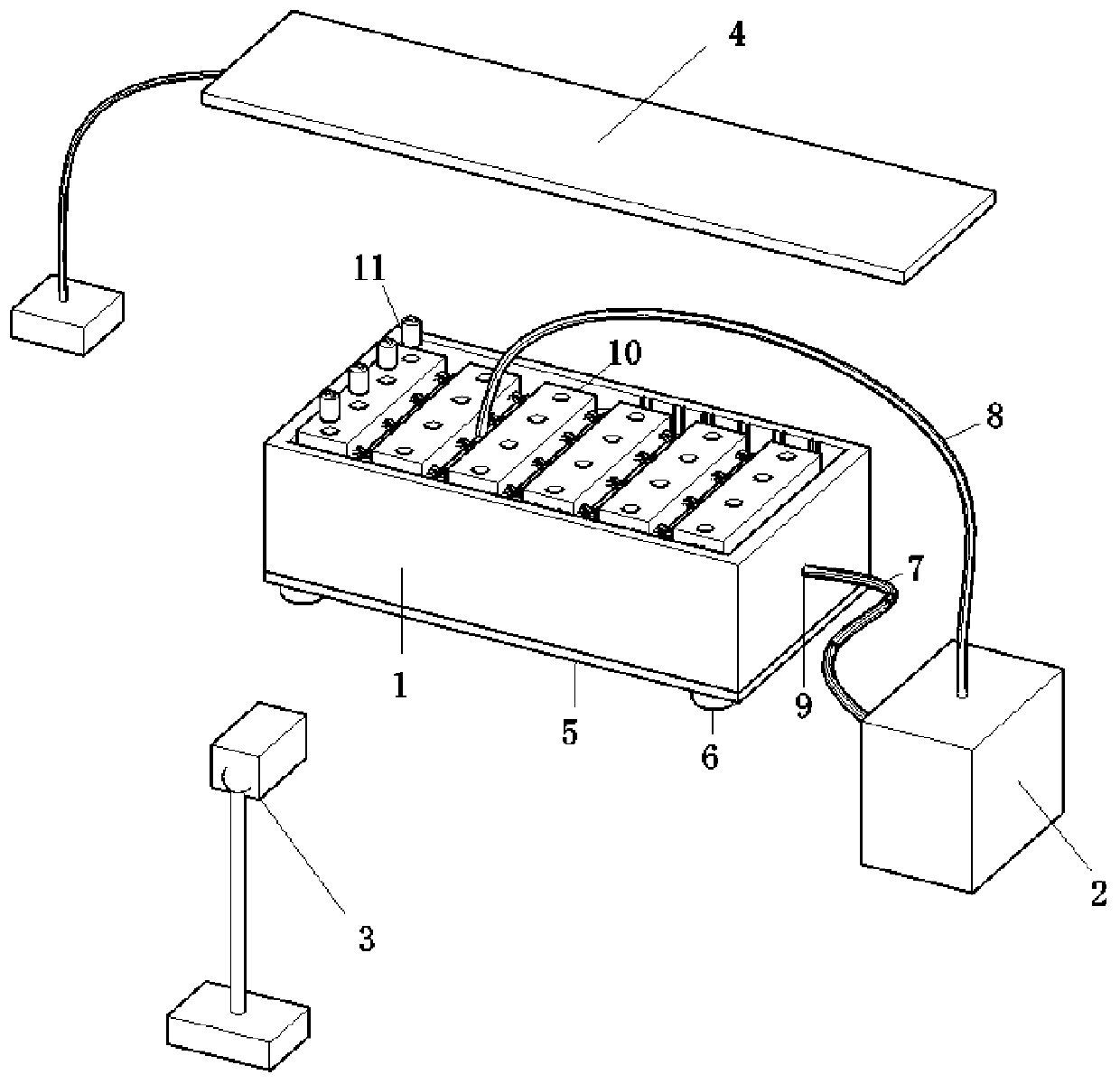 Test device and method for simulating three-dimensional flow state of caving zone filling slurry