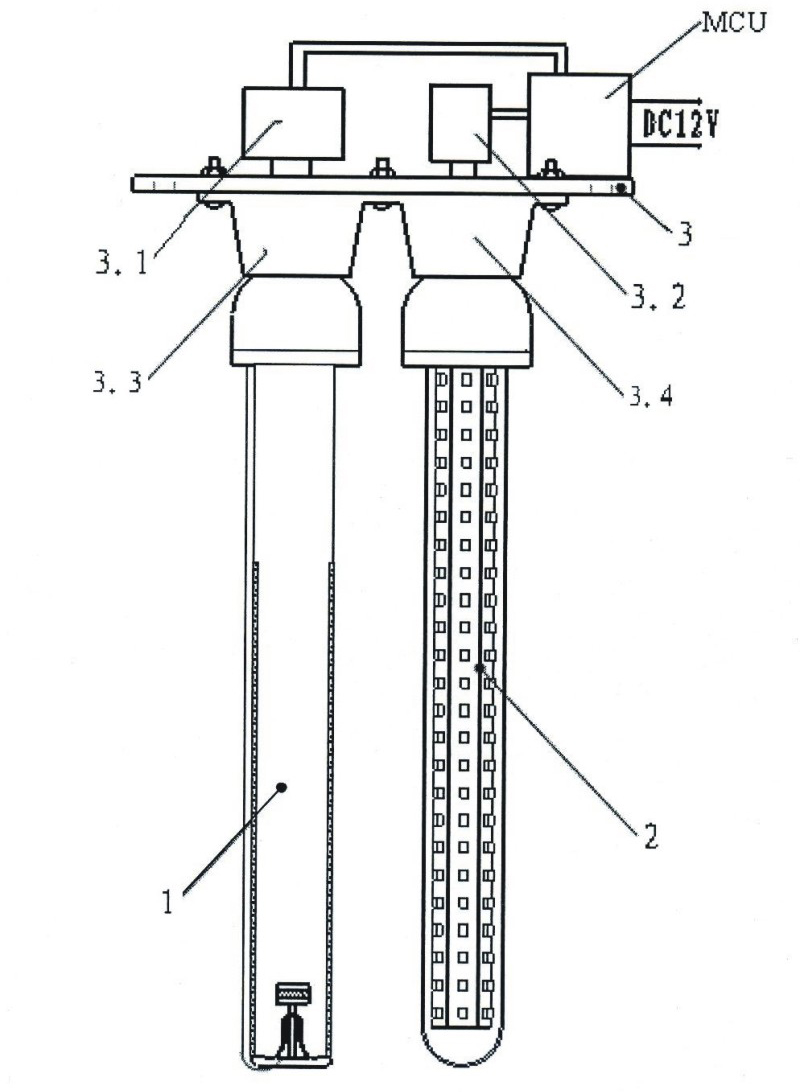 A double light source of insect killing lamp based on electrodeless lamp and LED