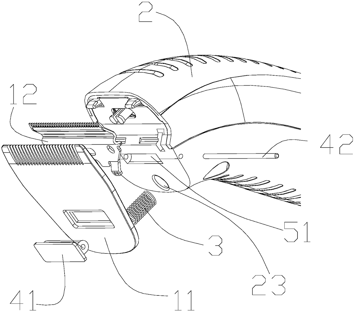 Electric clippers with detachable fixed and movable blades