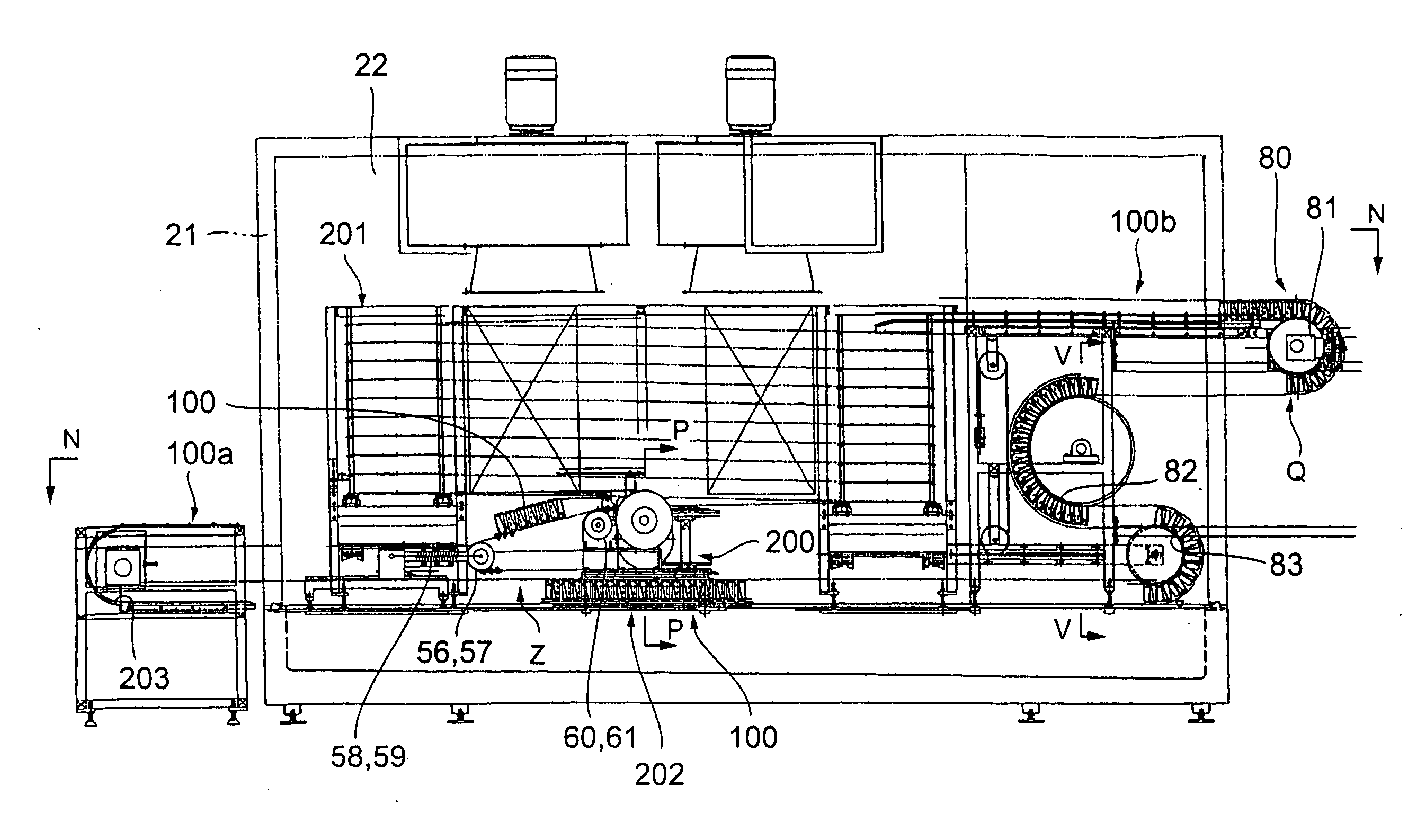 Flexible transfer installation and foodstuff transfer system provided with the flexible transfer installation