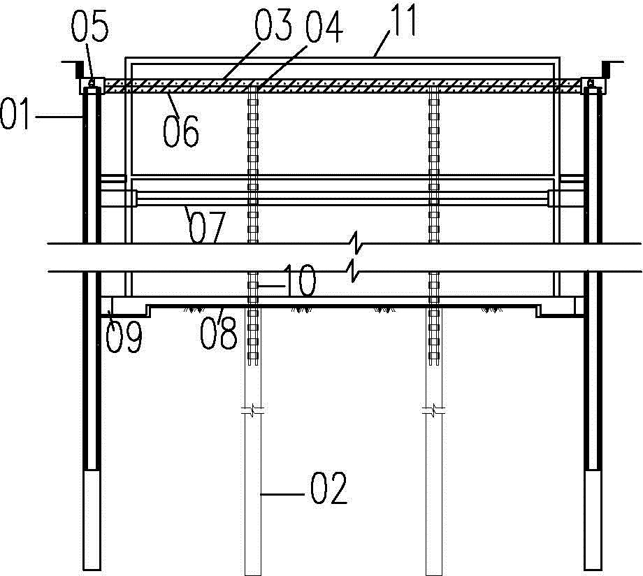 Novel deep foundation pit supporting structure and construction method for same