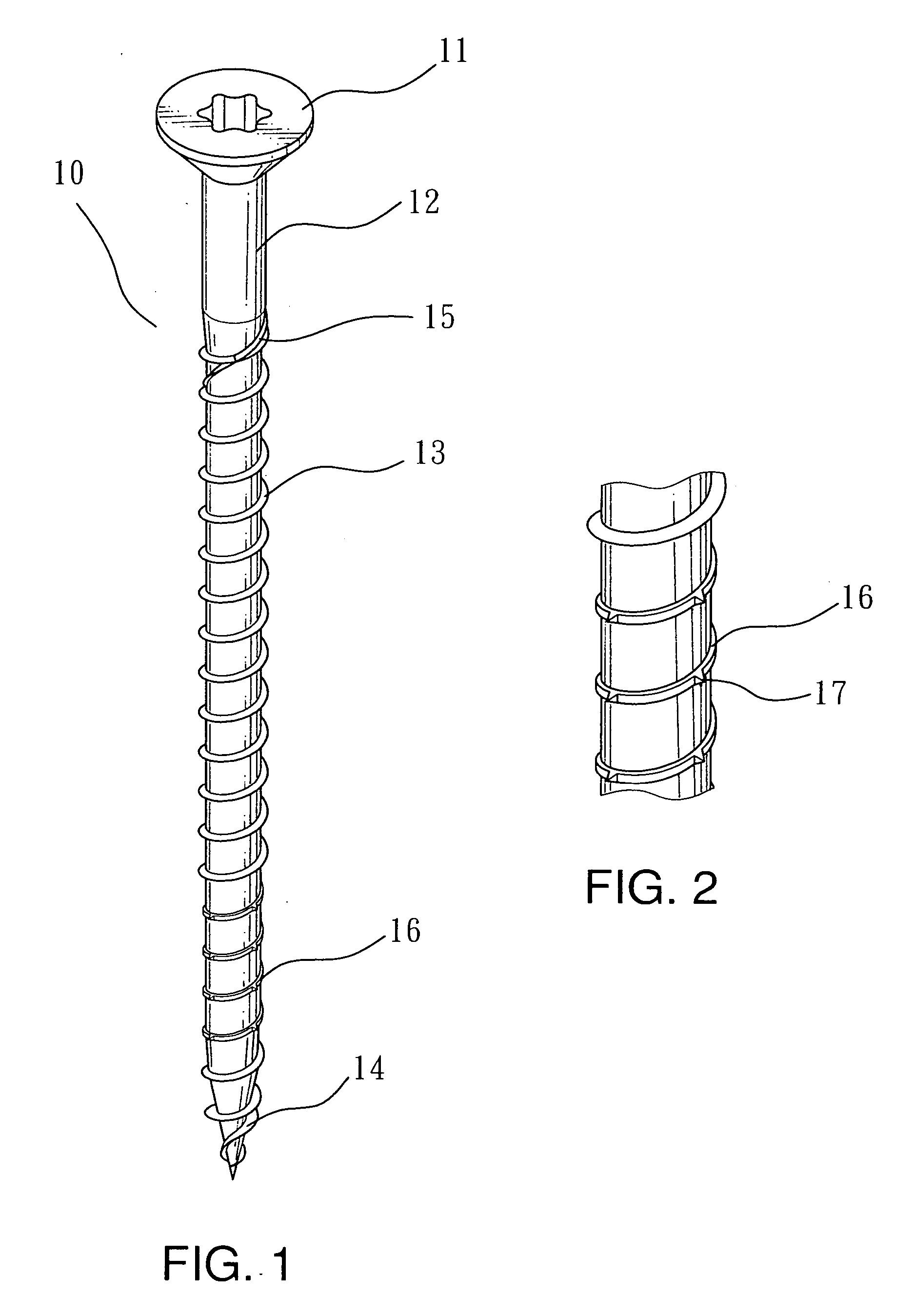 Thread section for screws