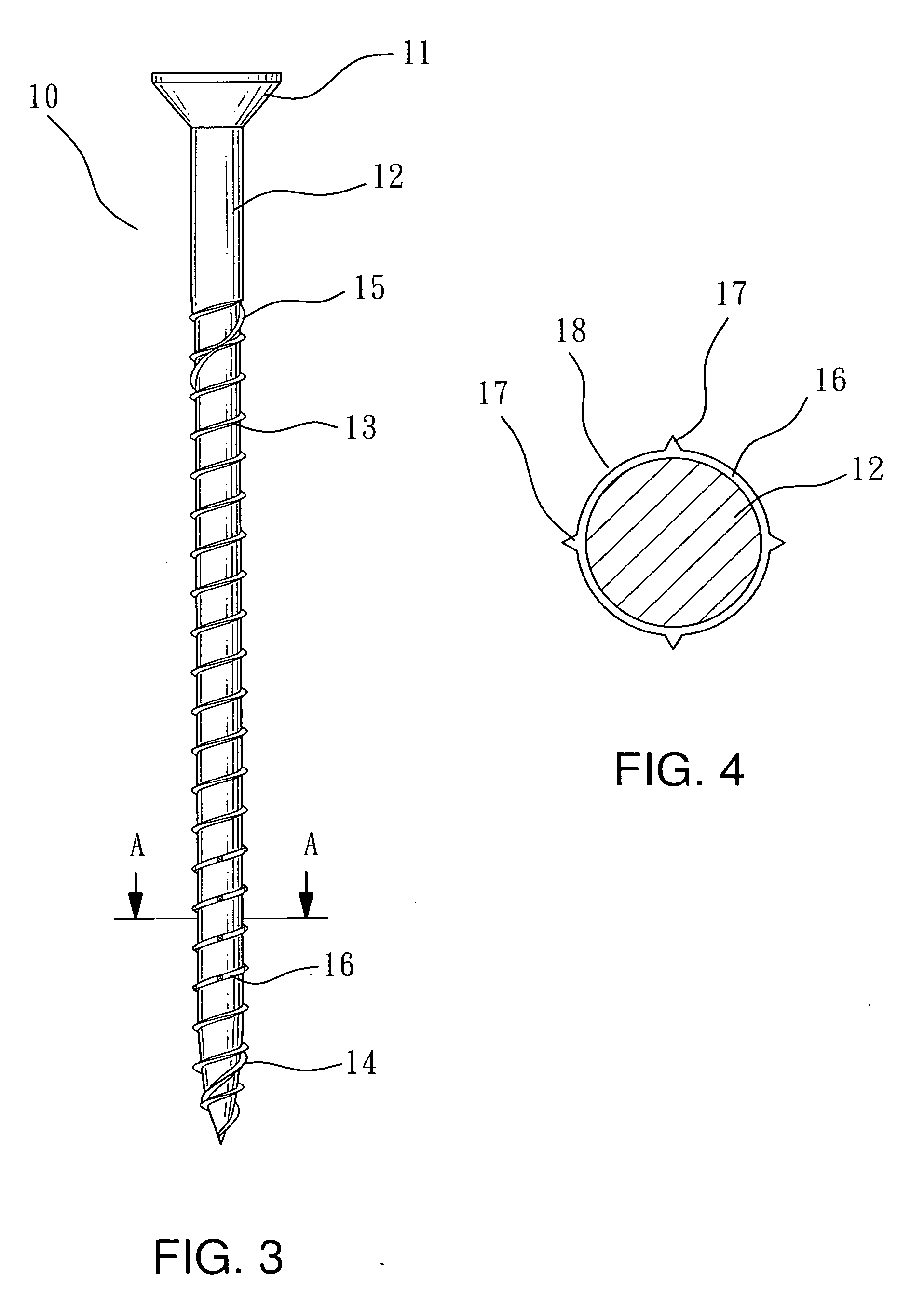 Thread section for screws